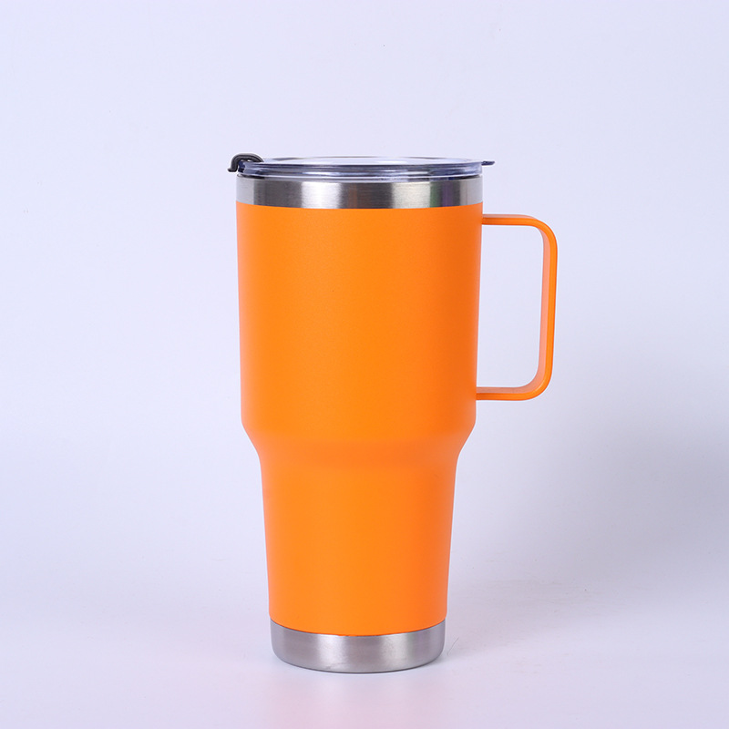 Steel handle vacuum mug , 30 , 20 oz., double-walled ice cooler, for office, home, car, tea, coffee, insulated bottle, colorful: Purple / 501-600ml