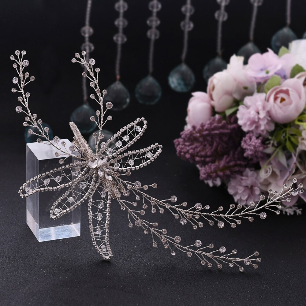 Trixy  h281- 's prachtige bruidshoofdband met strass-steentjes, bruidskam met strass-steentjes, delicate tiara voor bruidshaar