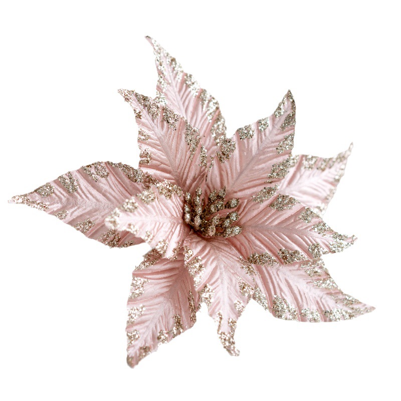 Seksfarget stoff simulert juleblomst juletre og julekransdekorasjon julegirlande jul