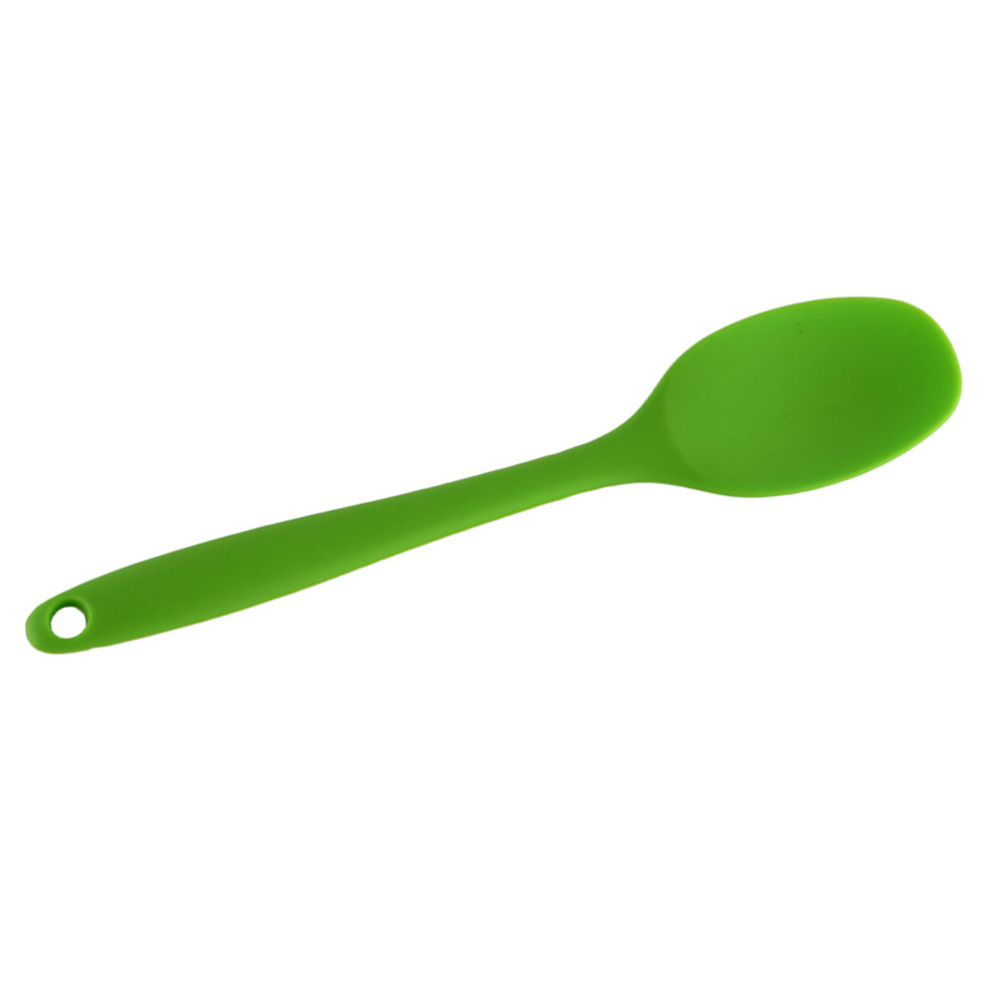 Cuchara sopera de silicona con mango largo para niños, cuchara antiadherente para servir comida, roja