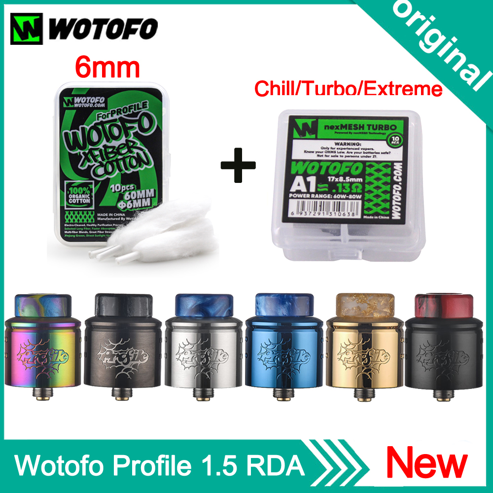 Atomizador Original Wotofo 1,5 RDA con 10 Uds bobina de malla nexMESH 6mm algodón 510 vaporizador atomizador de tanque VS perfil RDA