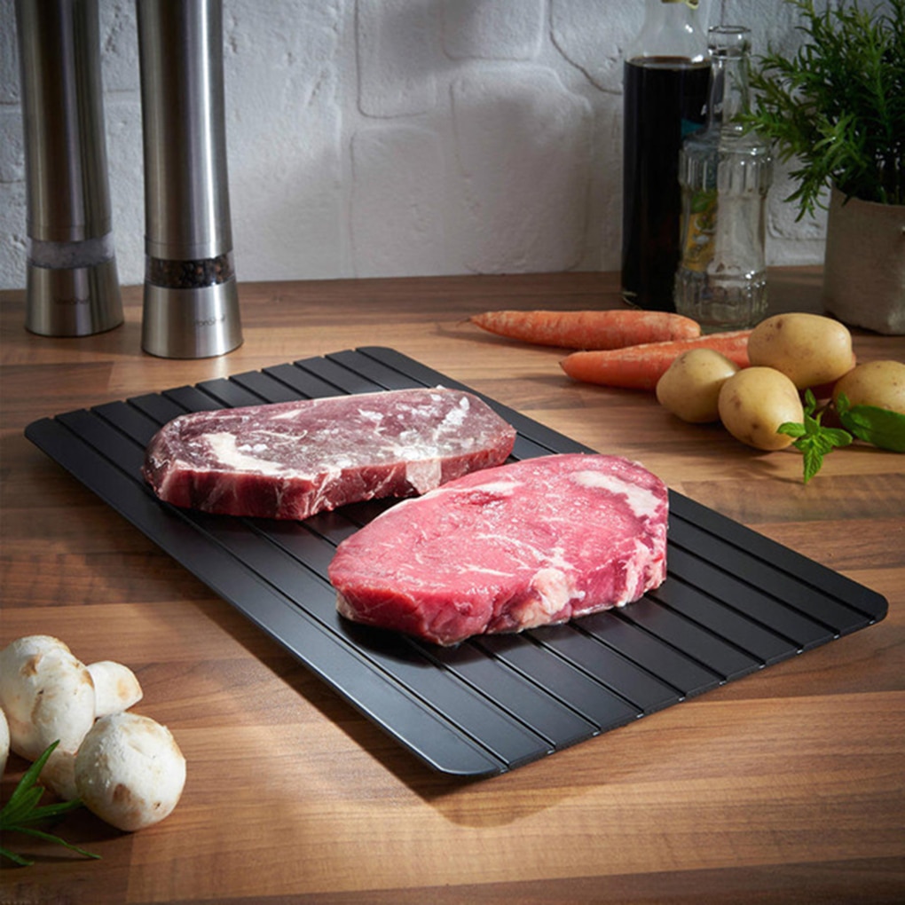 Cool Aluminium Deforsting Lade Voor Steak Vlees Zeevruchten Quick Ontdooien Hakblok Ontdooien Dooi Lade Keuken Benodigdheden