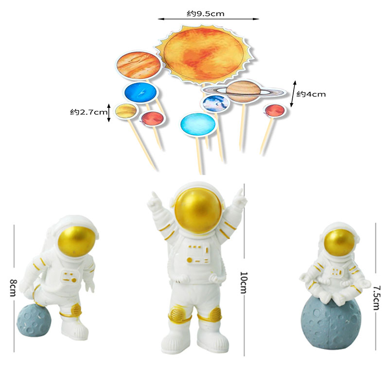 Outer Space Astronaut Cupcake Topper Universe Series Cake Toppers For Universe Planet Birthday Party Dessert Props Festive Decor: Burgundy
