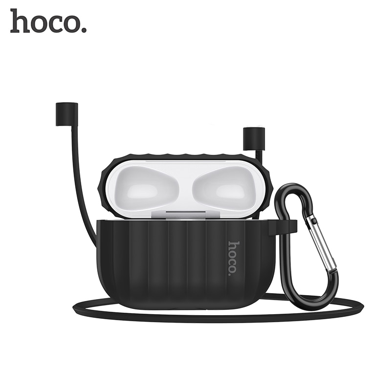 Hoco oortelefoonhoesje voor apple airpods pro, zachte siliconen hoes, kleurrijke ultradunne beschermer voor airpods pro hoesje, anti-verlies touwtje