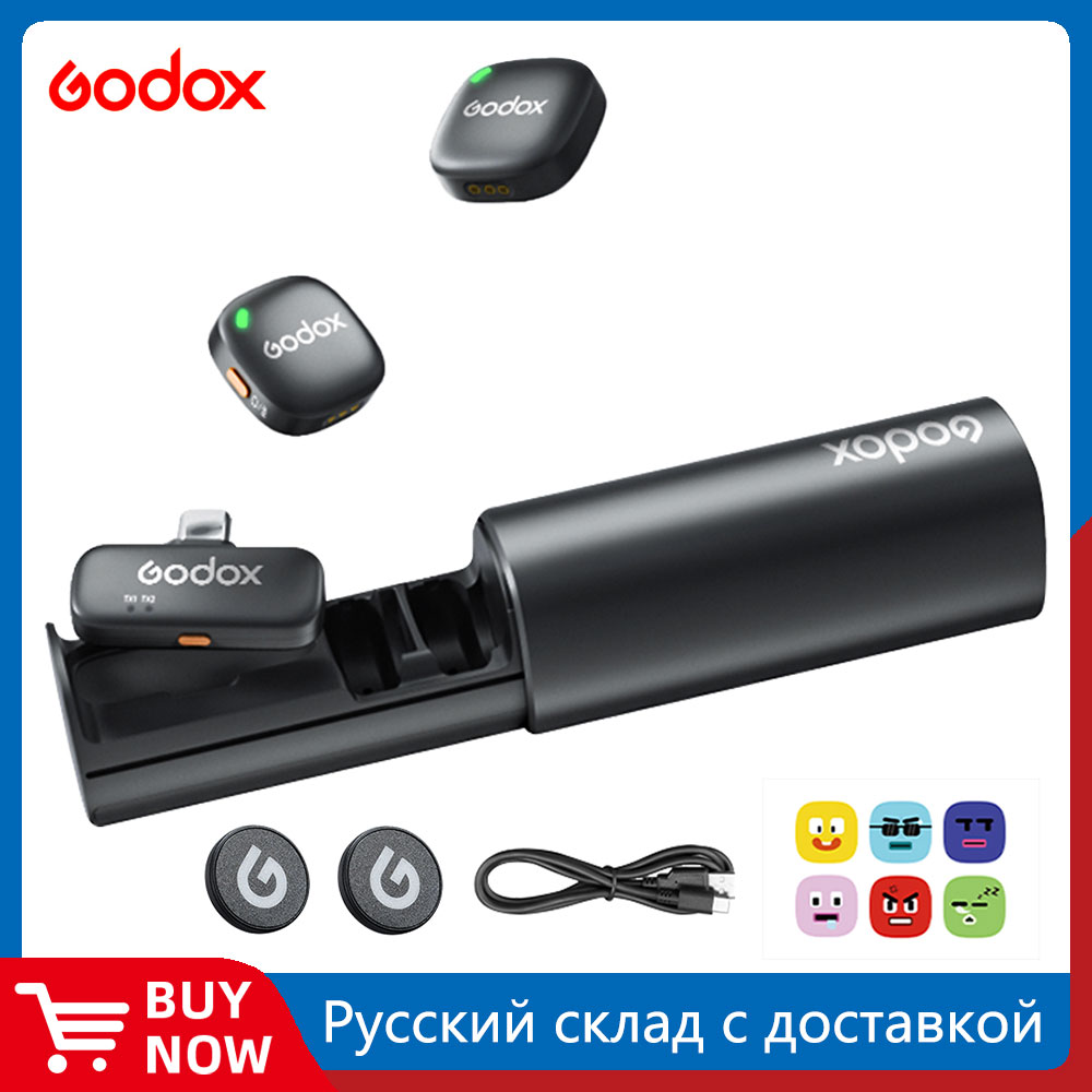 NEUES Godox C01 kabelloses Lavalier-Mikrofon für iPhone und Android, 200 m Reichweite, Geräuschunterdrückung, 27-H-Akku für Fotografie, Vlog