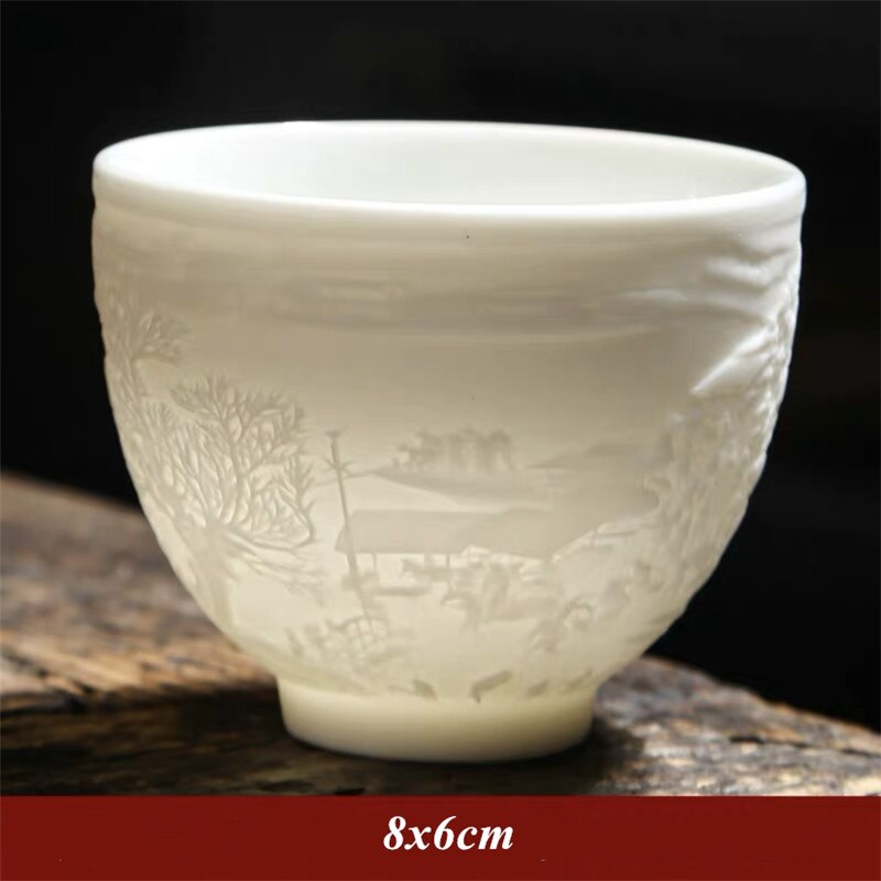 Ceramiczny smok feniks filiżanka Zen jadeit porcelanowy kubek robić wody kreatywny tłoczony mała miseczka na herbatę urodziny prezenty mistrzowski puchar Drinkware: E