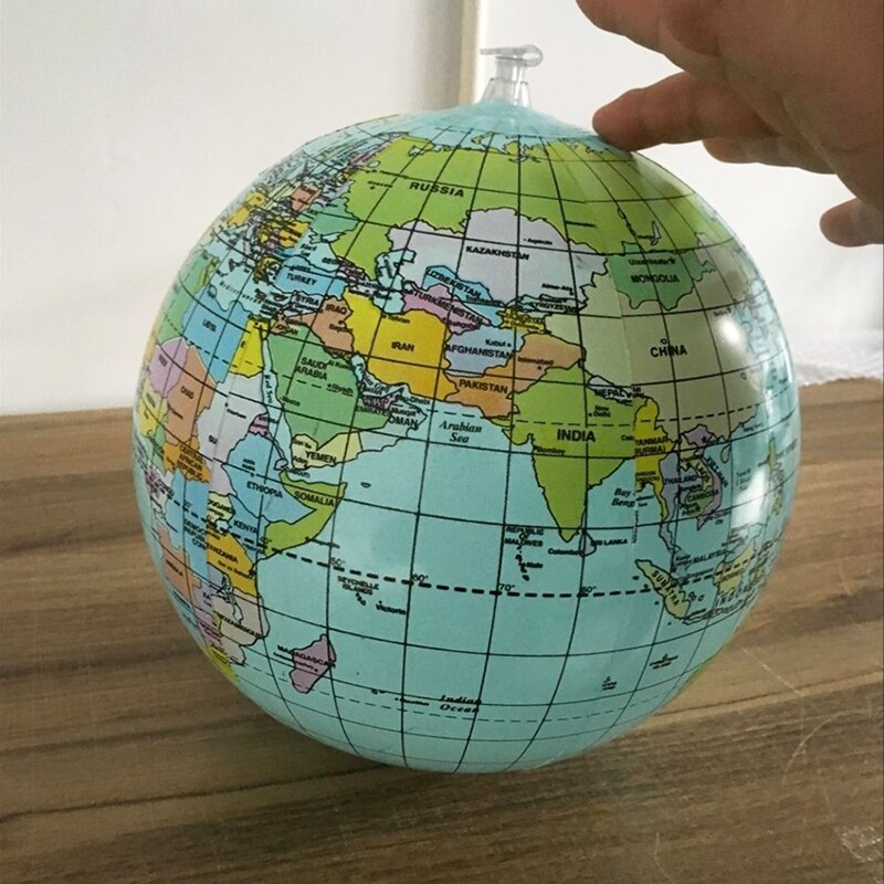 16” Nflatable Globe World Earth Ocean Map Ball Educational Supplies Geography Learning Educational Beach Ball Kids Geography