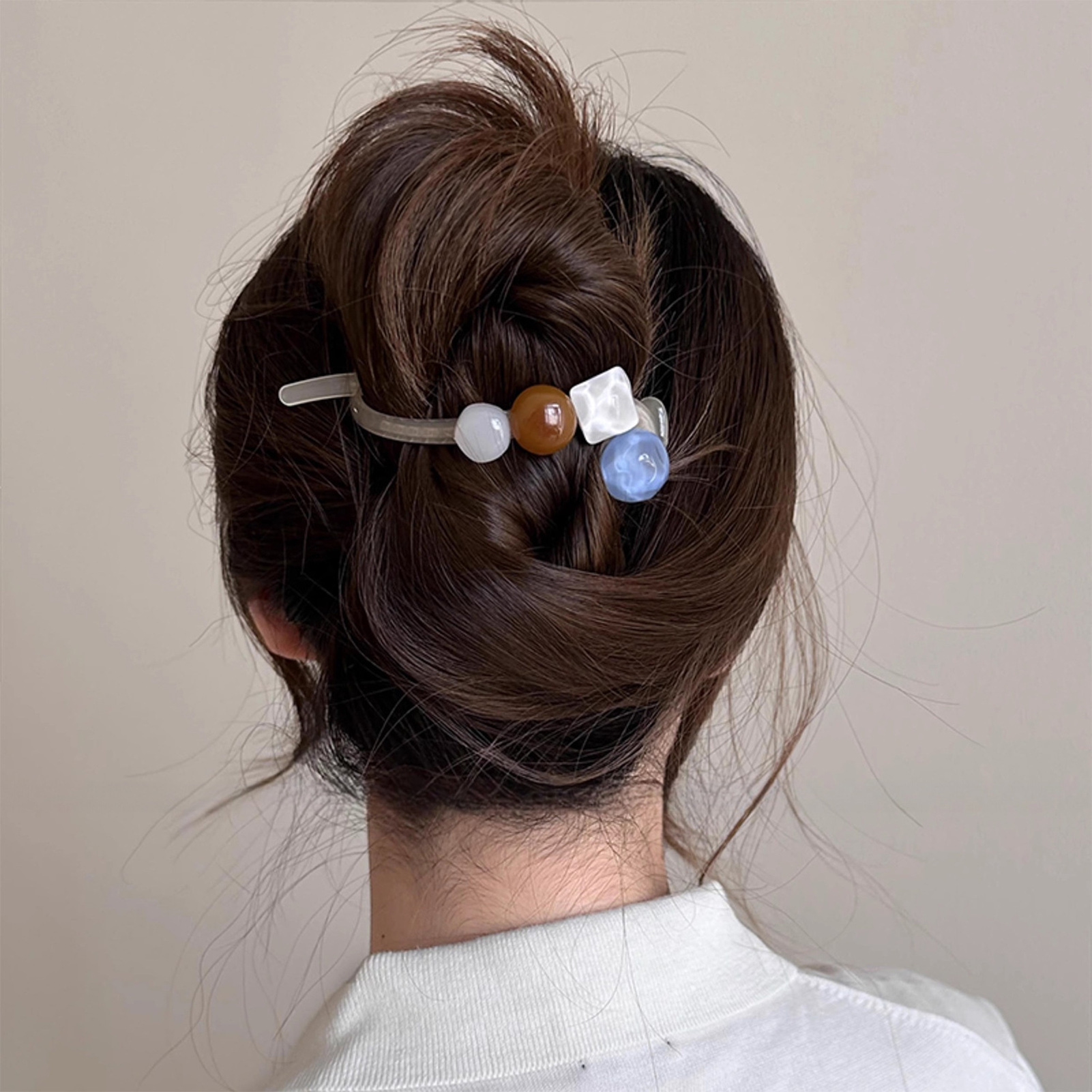 Pasadores de verano para mujer, horquilla con forma de bola colorida Vintage, accesorios para el cabello de viaje para compras diarias, pinza para el cabello de tiburón grande, 1 ud.