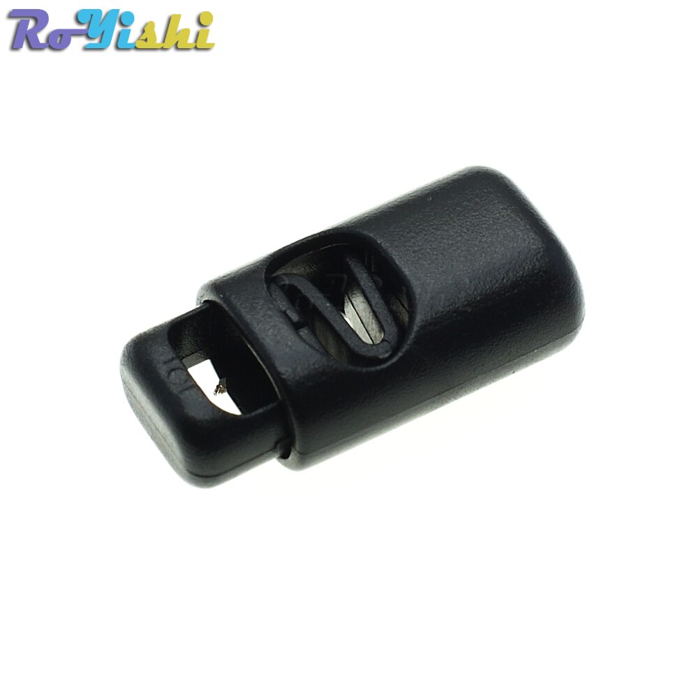 Plastic Single Hole Spring Stopper Toggle Cord Locks End Black