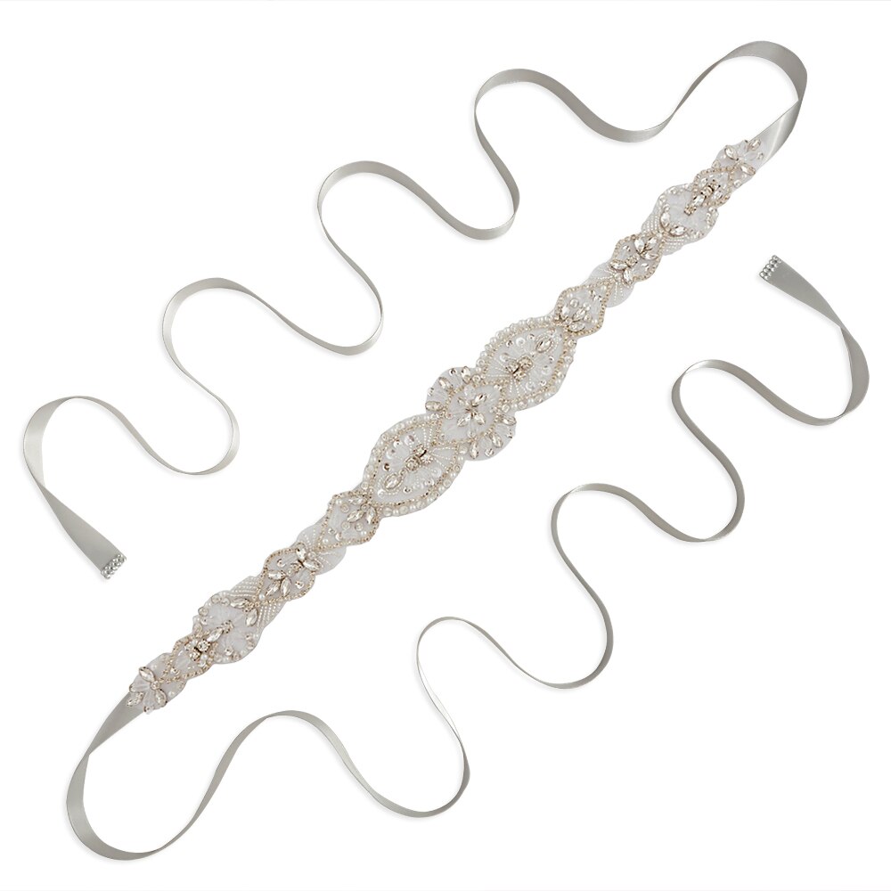 Trixy S234 Damesmode Rrhinestone Riemen Bruiloft Riemen Kralen Bridal Riemen Taille Riem Lint Riem Voor Bruiden Bruidsmeisjes: gray