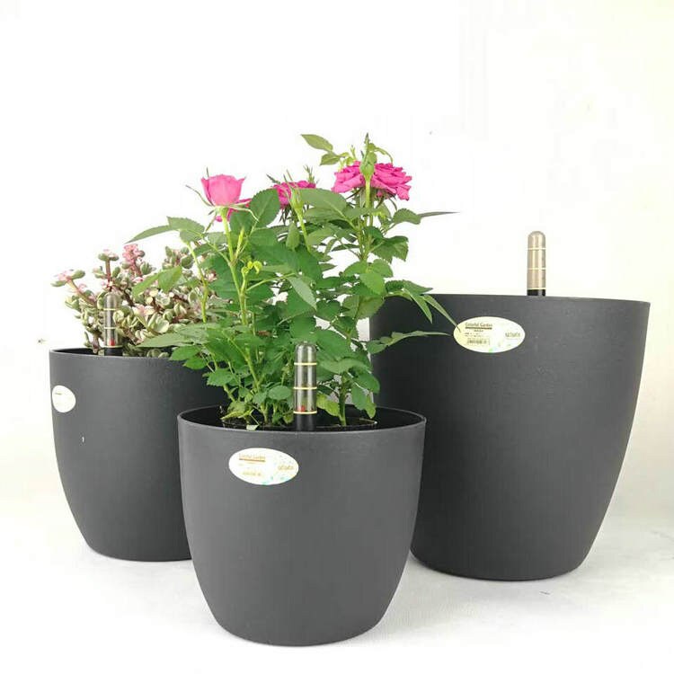 Macetas circulares de resina para irrigar automáticamente macetas de plástico, ahorro de agua, riego de autoabsorción, flor hidropónica