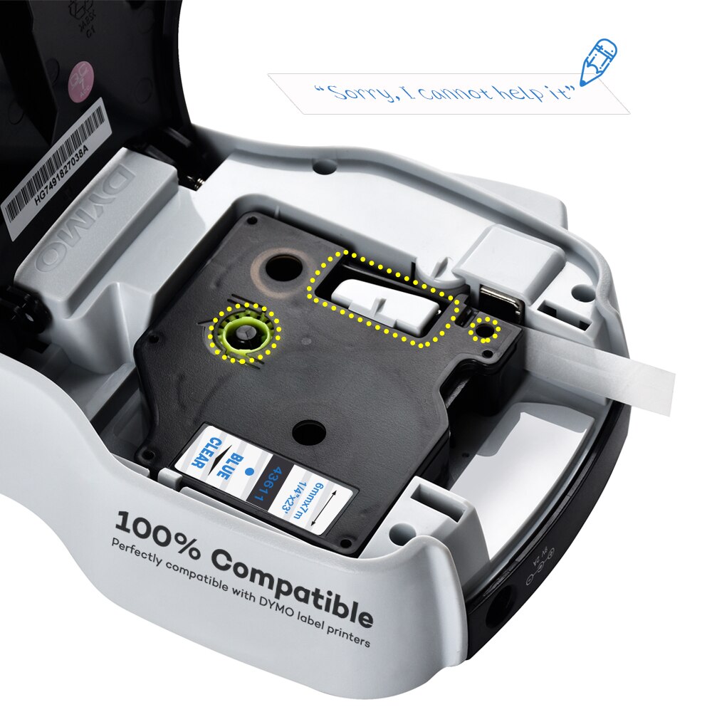 dymo d1 6mm 43611 blue on clear label tapes Ribbon compatible Dymo D1 label printer for Dymo Label Printer DYMO LM160 LM280