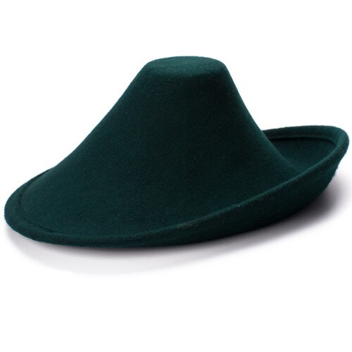 Sombreros de fieltro de lana para mujer, sombrero para la cabeza con Base de cono para el cuerpo, , boda, suministro A264, 100%: Verde