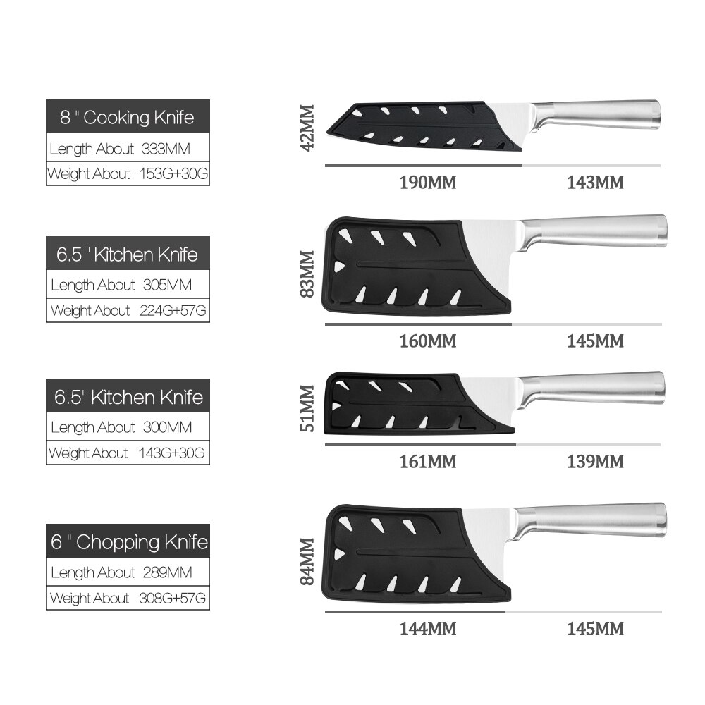 Damask Stainless Steel Kitchen Chef Knives Set Meat Cleaver Chef Slicing Knife Set Cooking Tool With Knife Cover