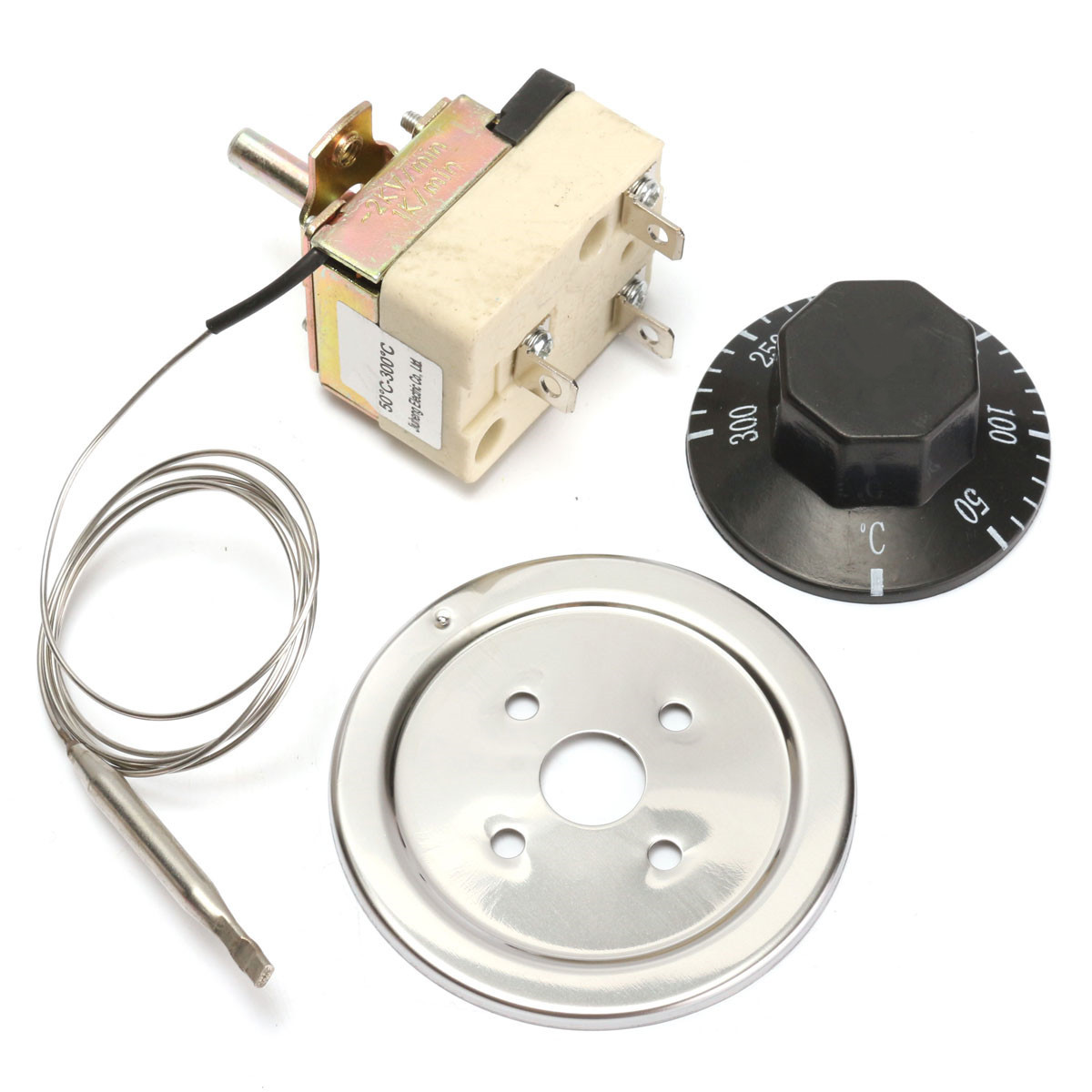 Obrotowy regulator temperatury termostat AC 250 V 16A tarcza 50 robić 300 stopni Celsjusza przełącznik kontroli temperatury robić piekarnika elektrycznego