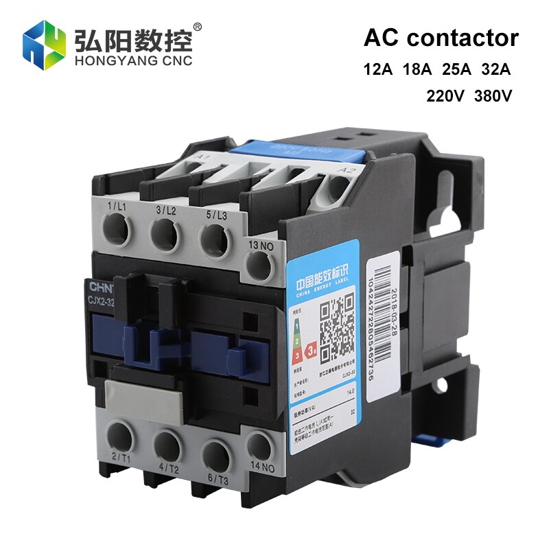 1PCS Universal AC Contactor CJX2 Series Single-Phase 220V/380V Normally Open Copper Ring 12A 18A 25A 32A
