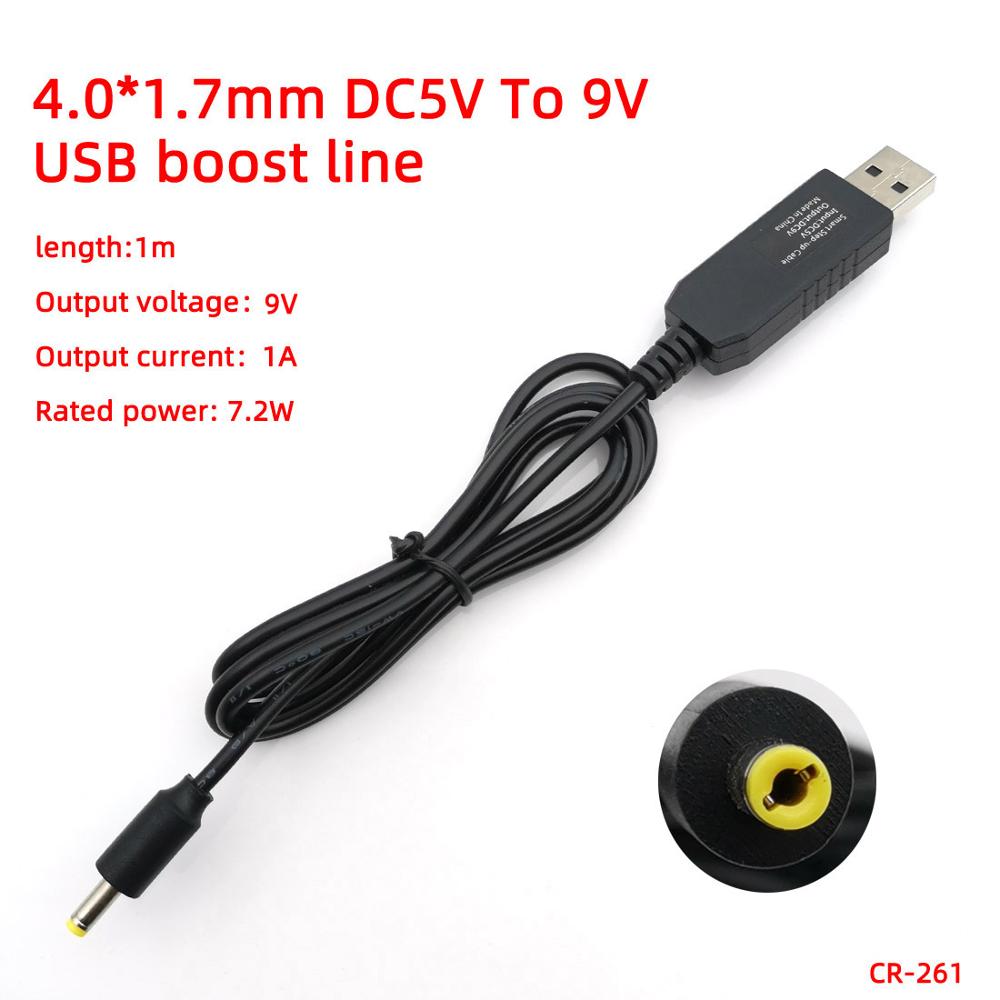 Dc 5v to 9v/12v usb  to 3.5*1.35mm 4.0*1.7 charge power boost step up kabel konverter adapter legetøj mobil strømforsyning boost wire: 4.0-1.7 9v 1a 1m