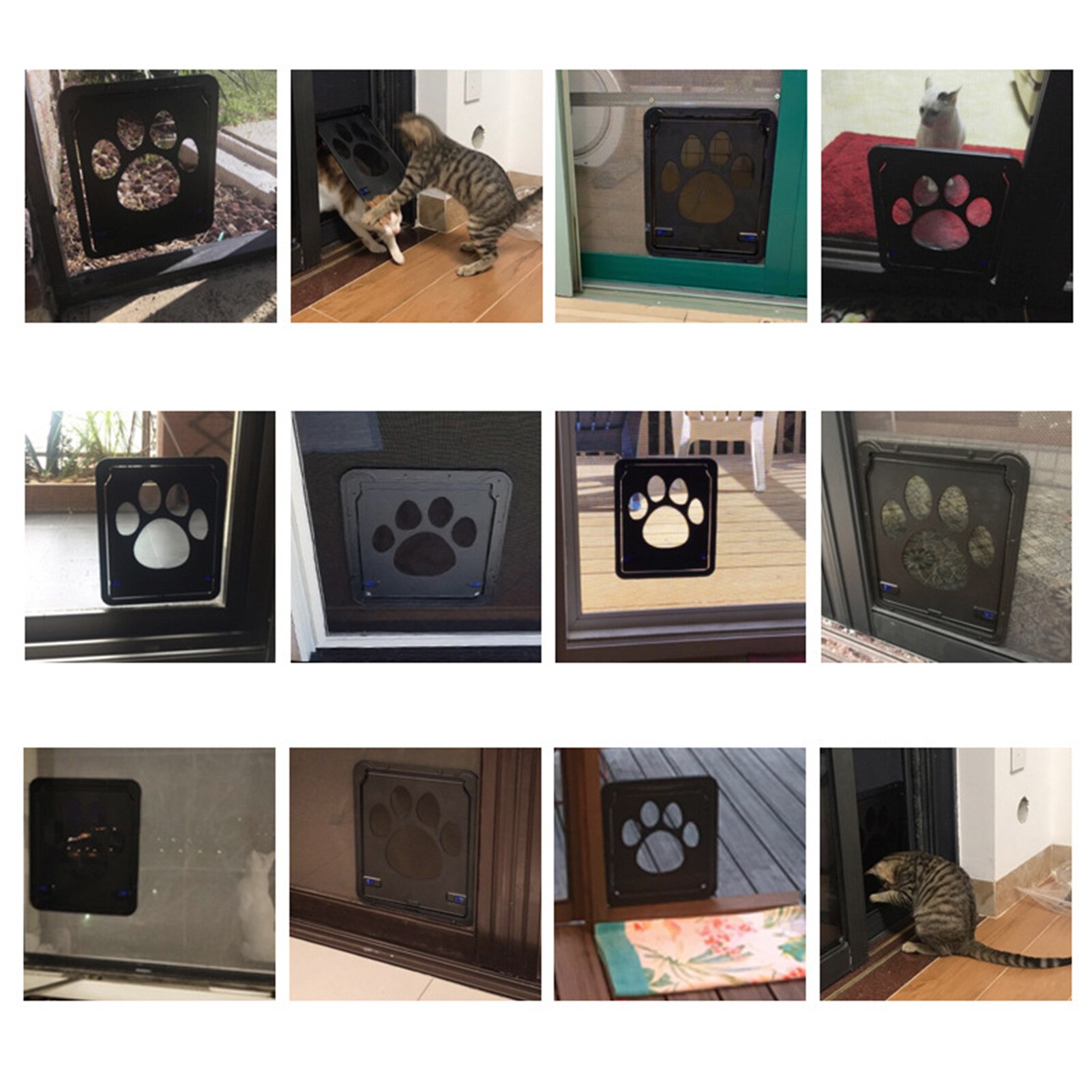 Pet Screen Door Cat Door Sliding Screen Pet Door with Magnetic Flap Lock Dogs Cats House Enter Window Gate for Small Cats Dogs