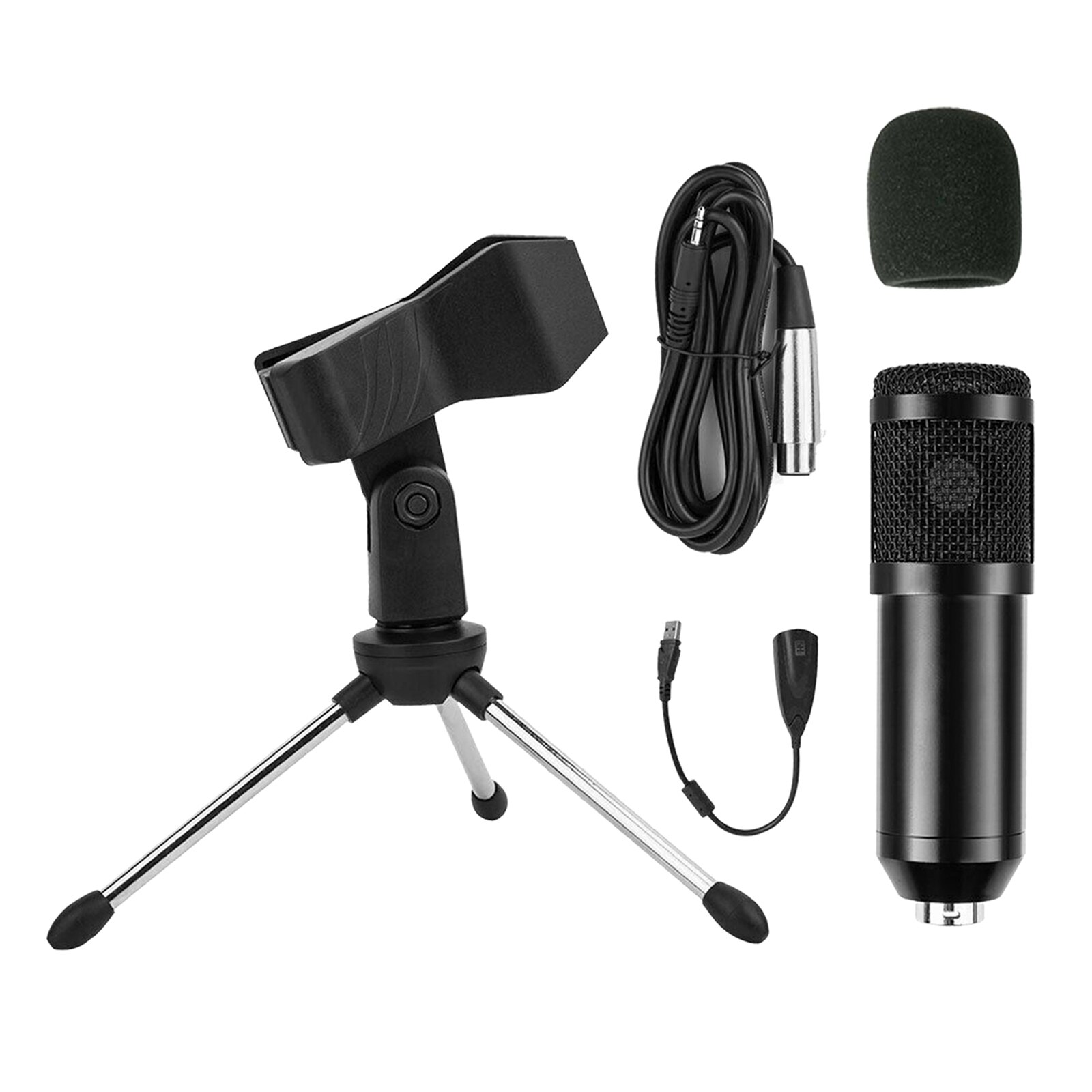 1 Set Condenser Microphone Kit Computer Cardioid Mic with Tripod for Podcast