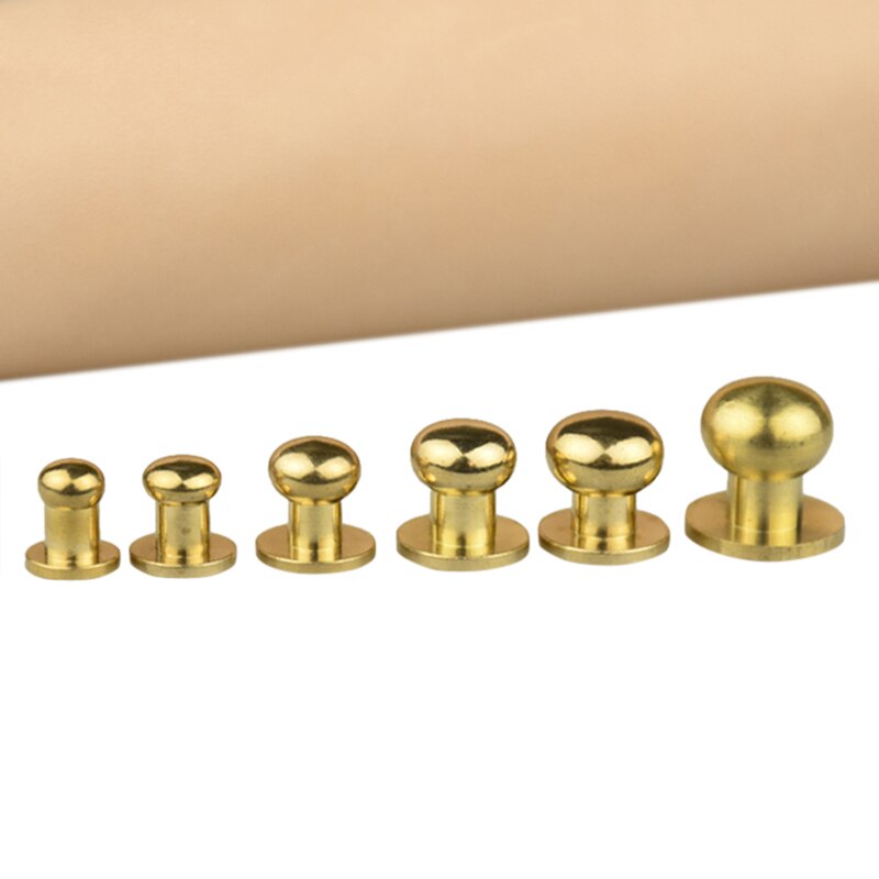 10 STUKS Ronde Kop Massief Messing Schroef Klinknagel Knop Lederen Tas Riem Stud Nail Knop Voor Naaien Handgemaakte DIY Accessoires materiaal