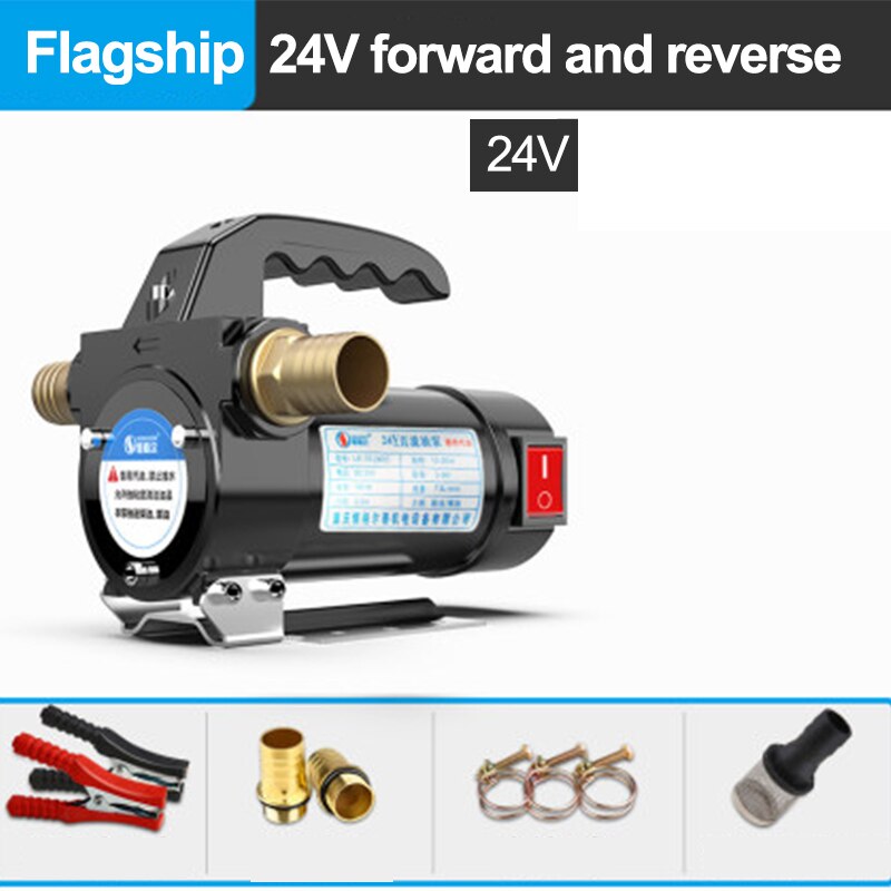 Small Portable High-flow Electric Suction Pump 12/24/220V Stainless Steel Diesel/Kerosene Self-priming Suction Pump: 24V