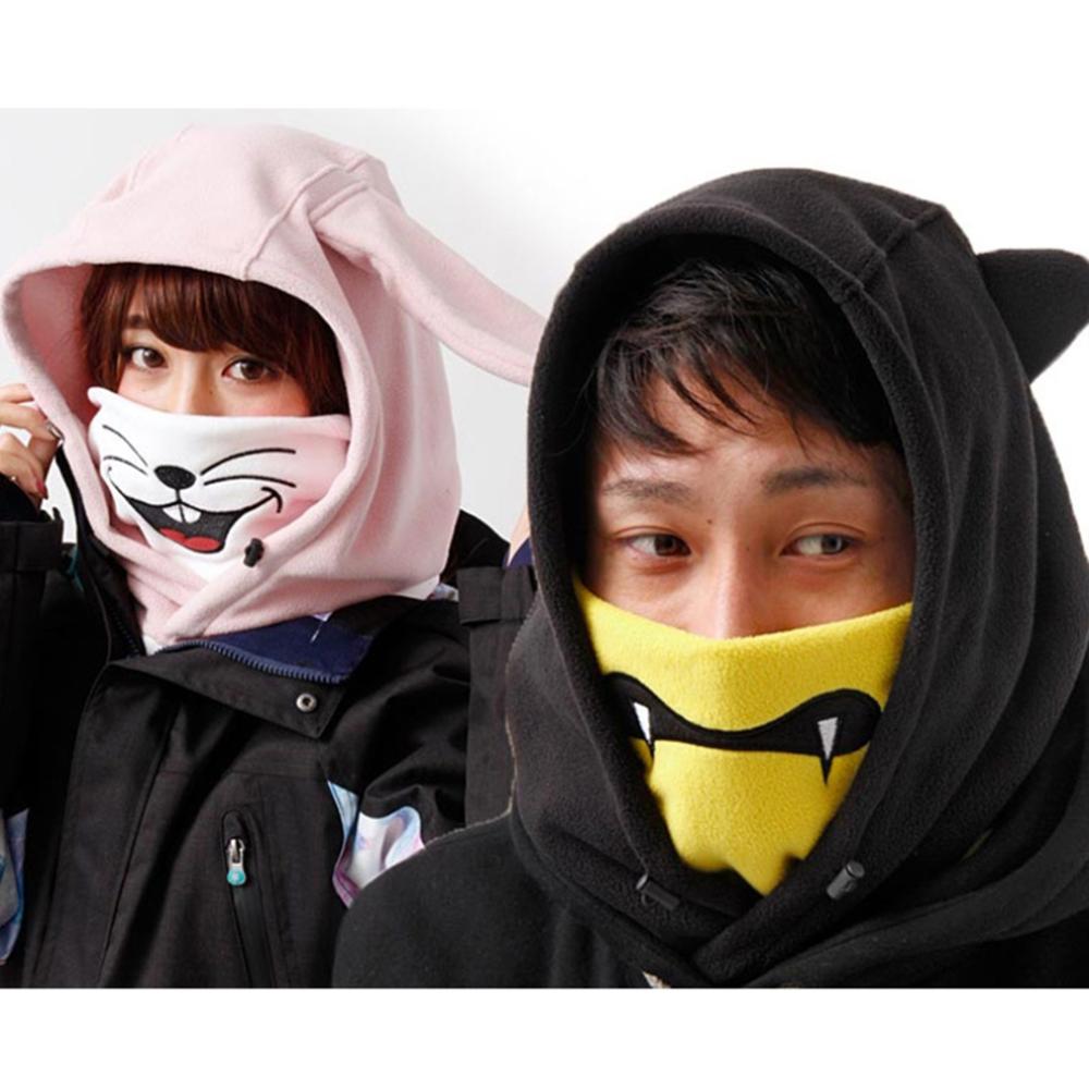 Schattige Skiën Hoofddeksels Cartoon Dier Patroon Volledige Gezicht Thermische Outdoor Beschermende Balaclava Hood Ski Fietsen Masker Helm