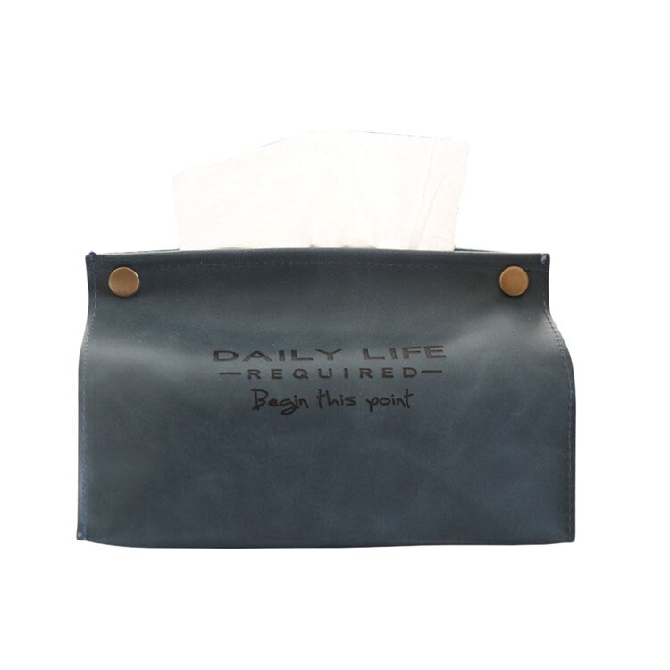 PU Lederen Handdoek Servet Weefsel Houder Container Tissue Doos Papier Dispenser Tissue Houder Case voor Office Home Decoratie: Blue