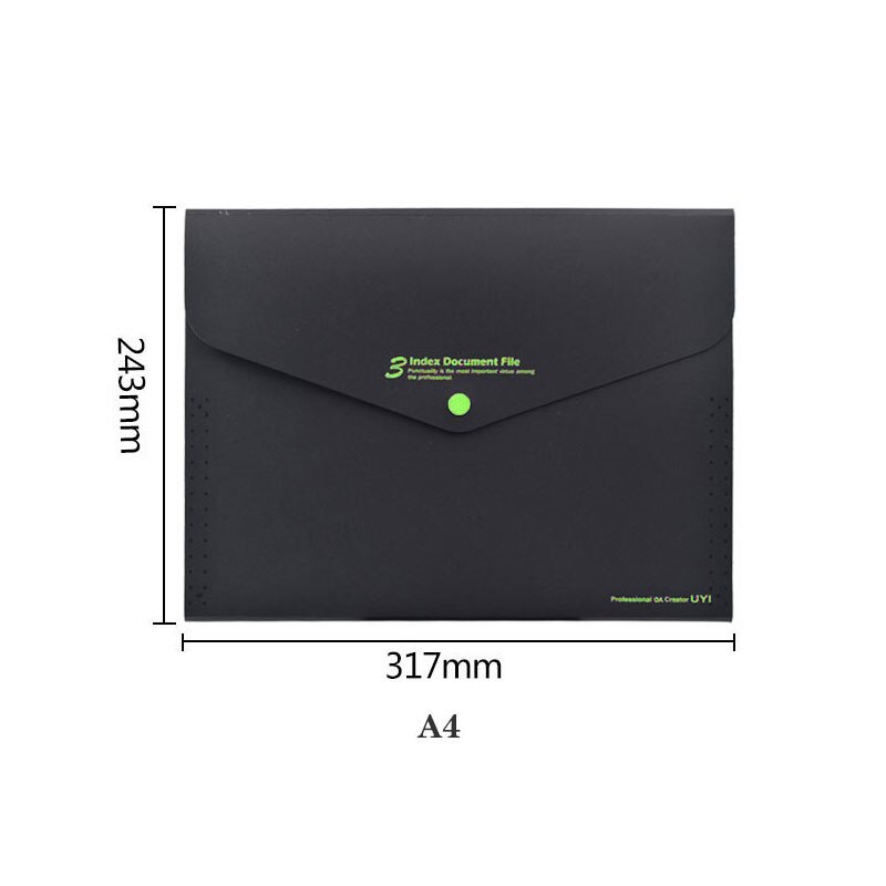 Fashionable Office File folder A4 office organizers Expanding Wallet 3 pockets Black-Series Document organizer PP material: Black-Green
