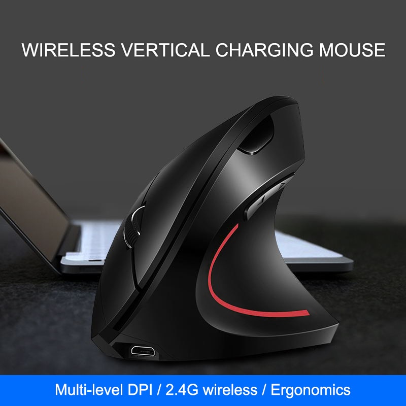 CHYI Wireless Vertical Mouse Rechargeable Ergonomic Right/Left Hand Mice 1600DPI USB Optical Computer Gaming Mause For PC Gamer