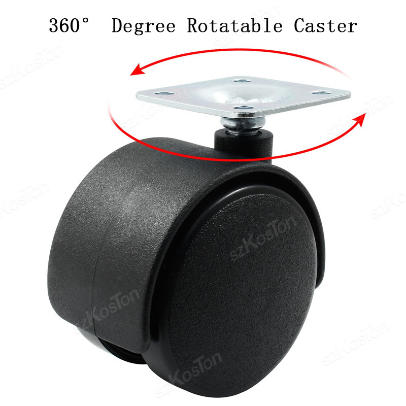4Pcs Furniture Caster Wheel Table Plate with Brake 1.5/2inch Swivel Castor Wheel Replacement Trolley Cart DIY Shelf Roller Black