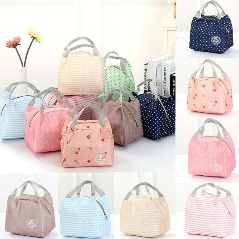 Portable Lunch Bag for Girl Small Thermal Insulated Cooler Bag Lunch Drink Box Cute Picnic Carry Tote Pouch