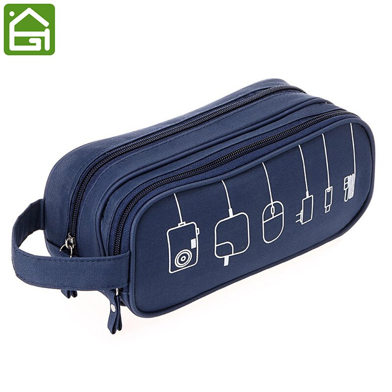 Unisex 2 Layer Grote Capaciteit Digitale Gadget Opbergtas Reizen Oortelefoon Apparaten USB Kabel Organizer Zipper Case