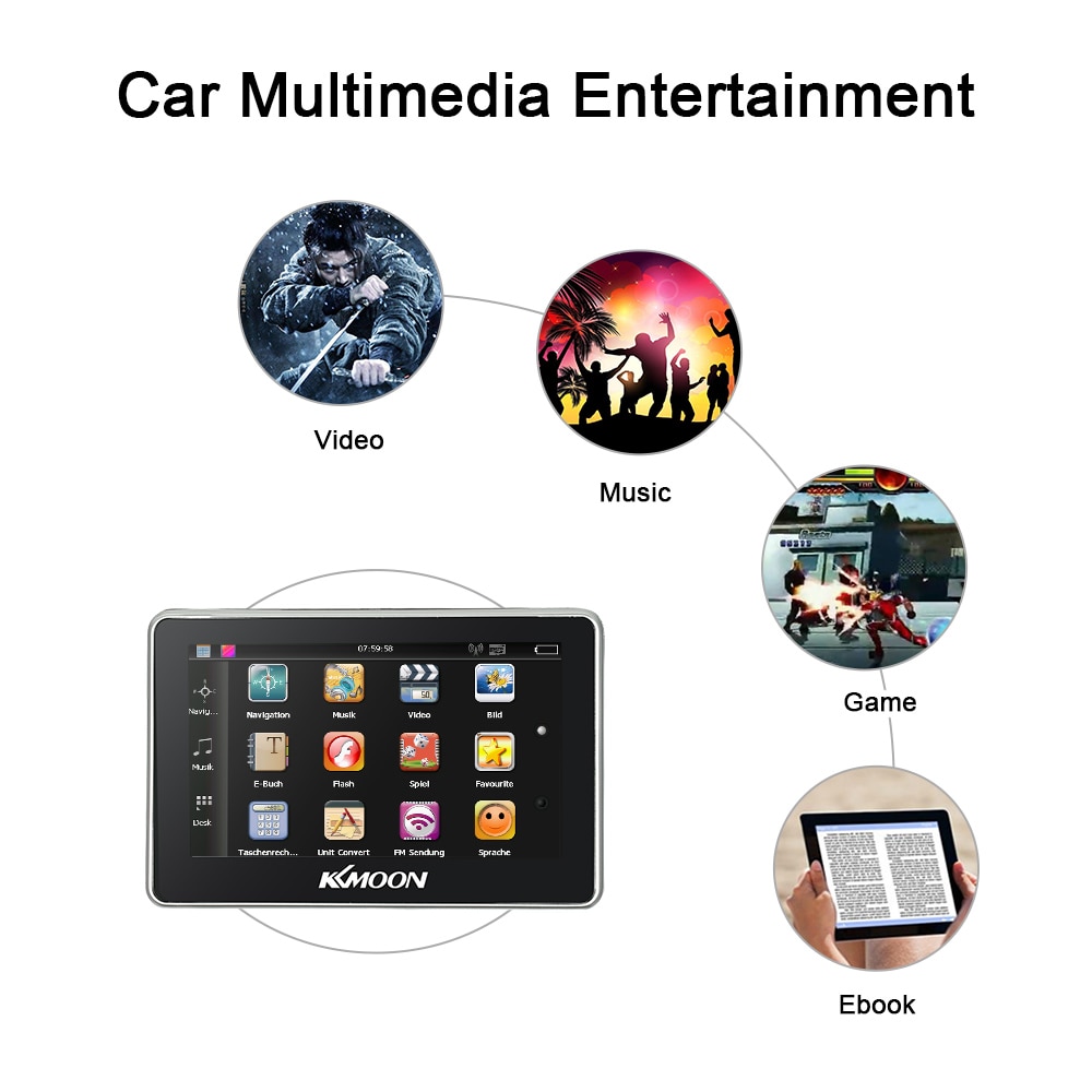 KKmoon-navegador GPS portátil para coche, reproductor de vídeo FM de 4,3 pulgadas, 128M, 8GB, con mapa, pantalla táctil HD