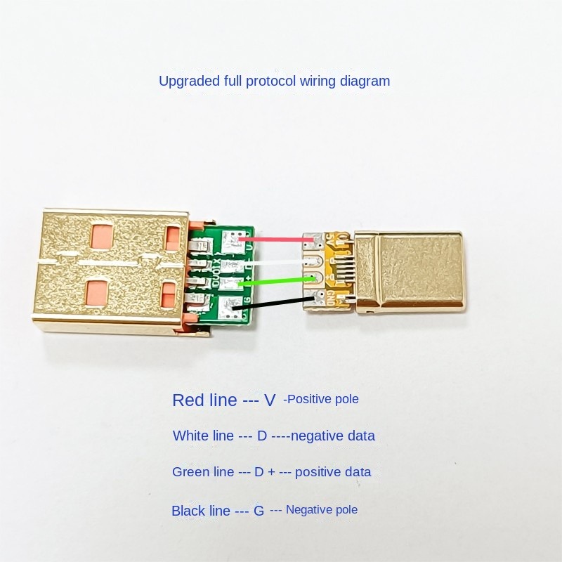 DIY lightning data cable accessories pure copper shell type c charging head gold plated quick charging plug USB connector