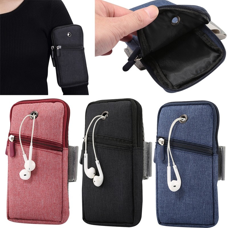 Universal caso saco de celular para tela 6.5 "grande capacidade caso de telefone para iphone 11on mão esportes bolsa de telefone saco de braço com zíper