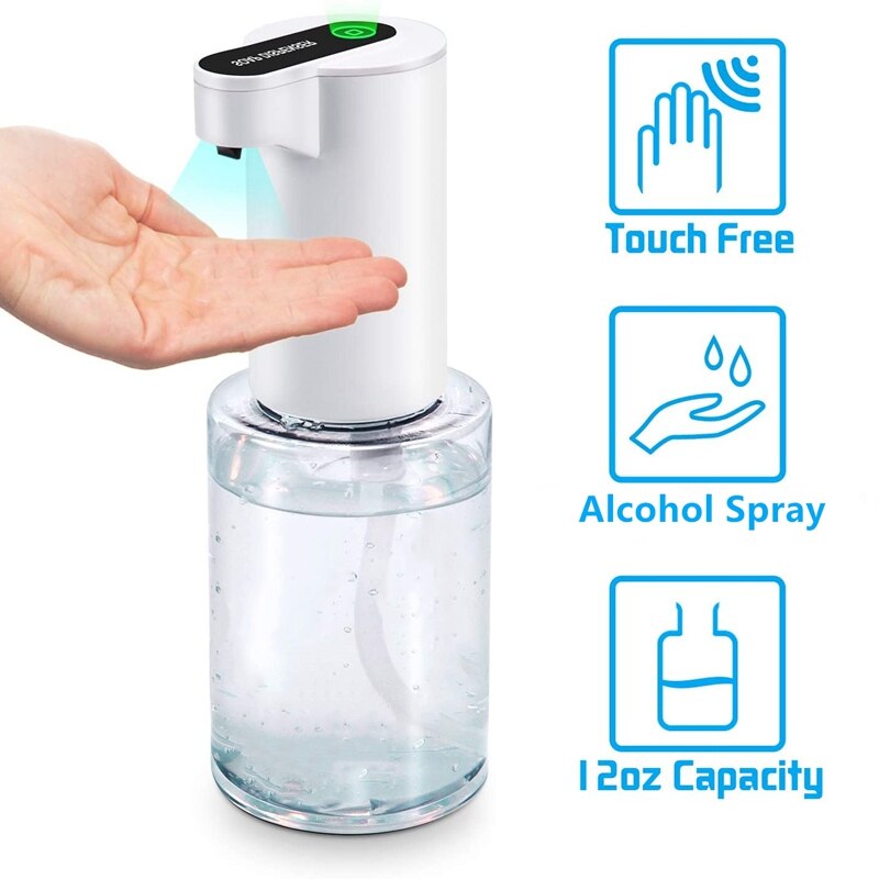 Automatische Alcohol Dispenser Touchless Spuitmachine Sensor Druk Zeepdispenser 350Ml Zeepdispenser Geschikt Voor Thuis