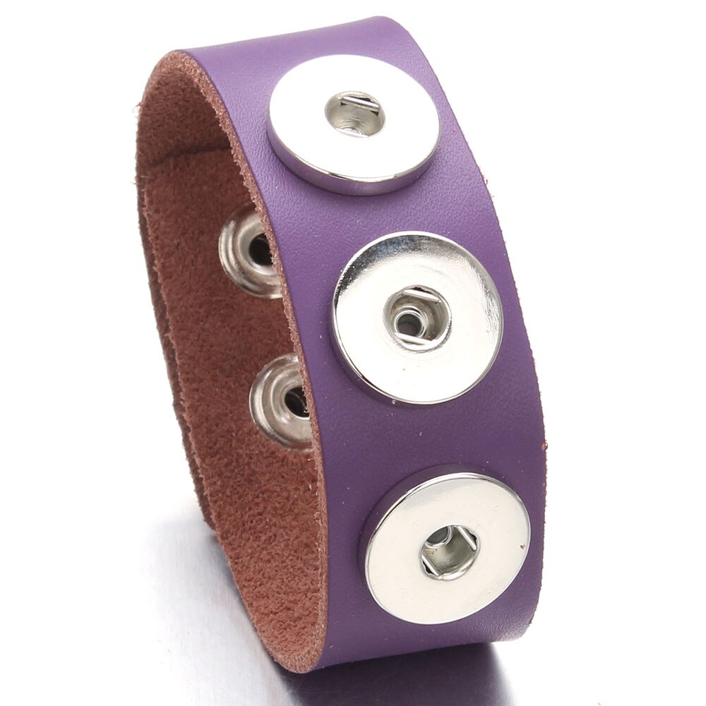 3- knops armband met drukknopen van leer voor vrouwen, wikkelarmband met bedel, boho, bohemian armbanden, armband voor vrouwen, sieraden  zg510: Zg510- paars