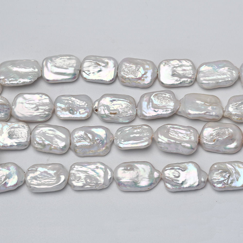 Barokke Parel Ketting Vierkante Witte Zoetwater Gekweekte Parel Ketting Sieraden Diy Maken 14x20mm