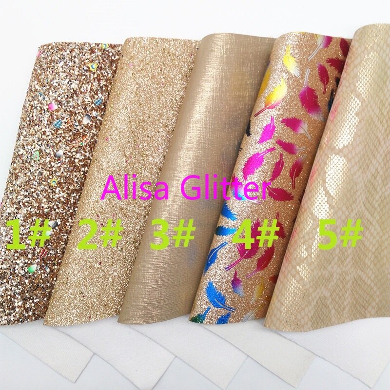 1 st  a4 storlek 21 x 29cm alisa glitter guld glittertyg, fjädertryckt glittertyg, orm konstläder för gör-det-själv  g215