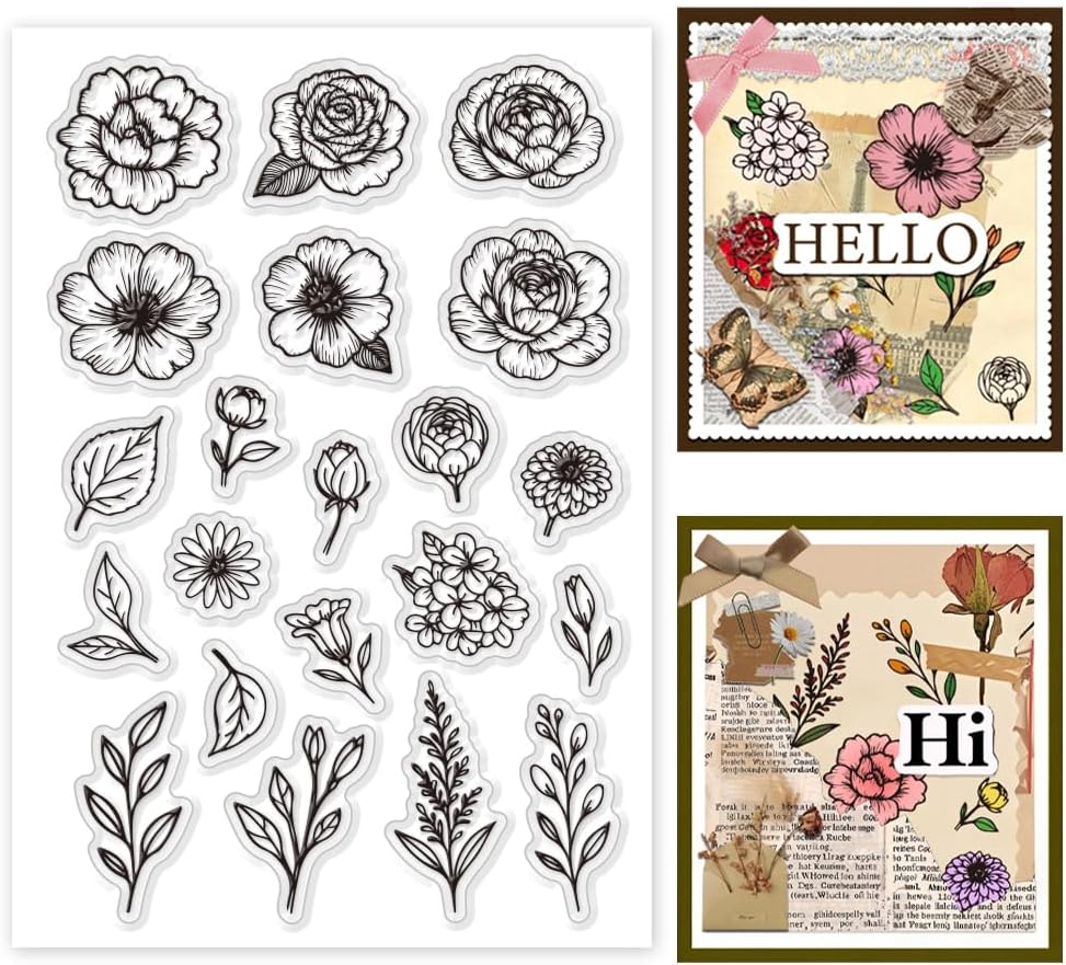 1 ark blommor genomskinlig stämpel blommor löv genomskinliga stämplar genomskinliga stämplar sigill för gör-det-själv scrapbooking korttillverkning: Default Title