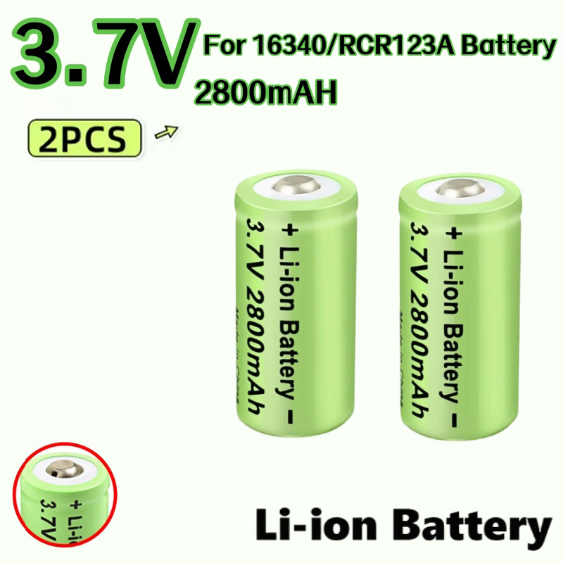 20 st. 2800 mah uppladdningsbara batterier, 3.7v litiumjonbatterier , 16340 rcr-batterier  cr123a 123 icr-batterier för led-ficklampa för resor: Lila
