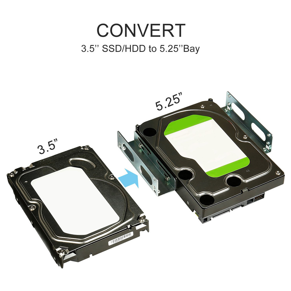 Zeadow Internal Hard Drive Mounting Kit Convert Any 3.5 Inch HDD SSD Into One 5.25 Inch Drive Bay With Mounting Screws Included