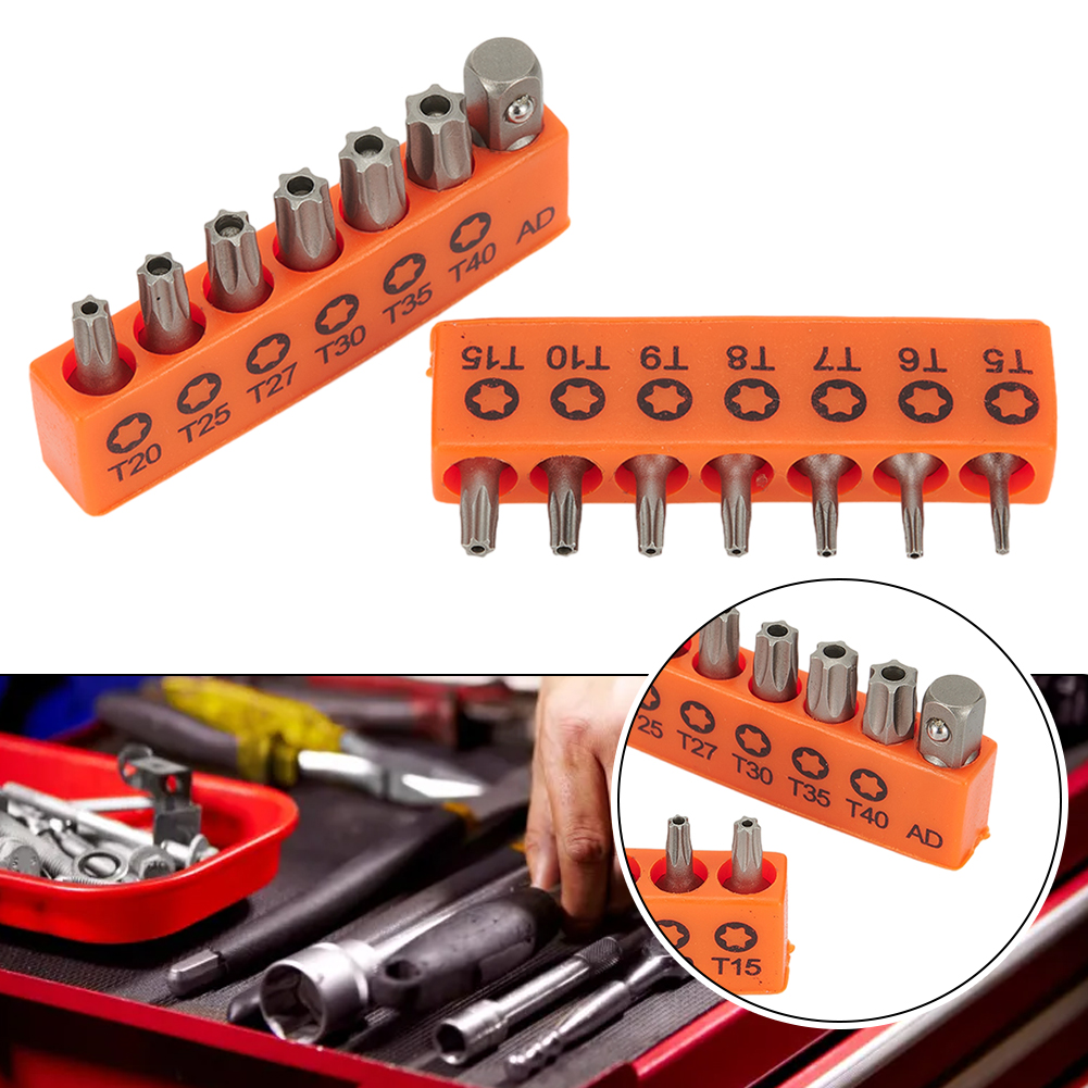 14 stk./sæt 25mm torx-skruetrækkerbits i legeret stål med hul  t5-t40 stk. elektrisk skruetrækker med stjernebits og sekskantskaft, 1/4 tommer