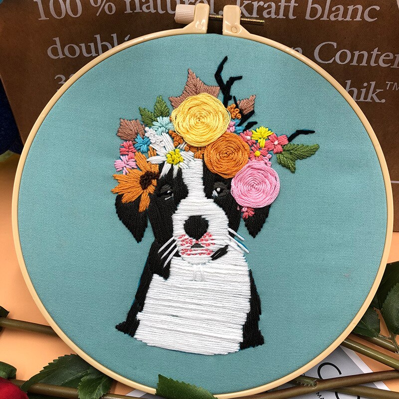 Tecknade hundar mönster diy broderi material paket korsstygssatser 3d broderverktyg nybörjare bordado dekor målningar: 5
