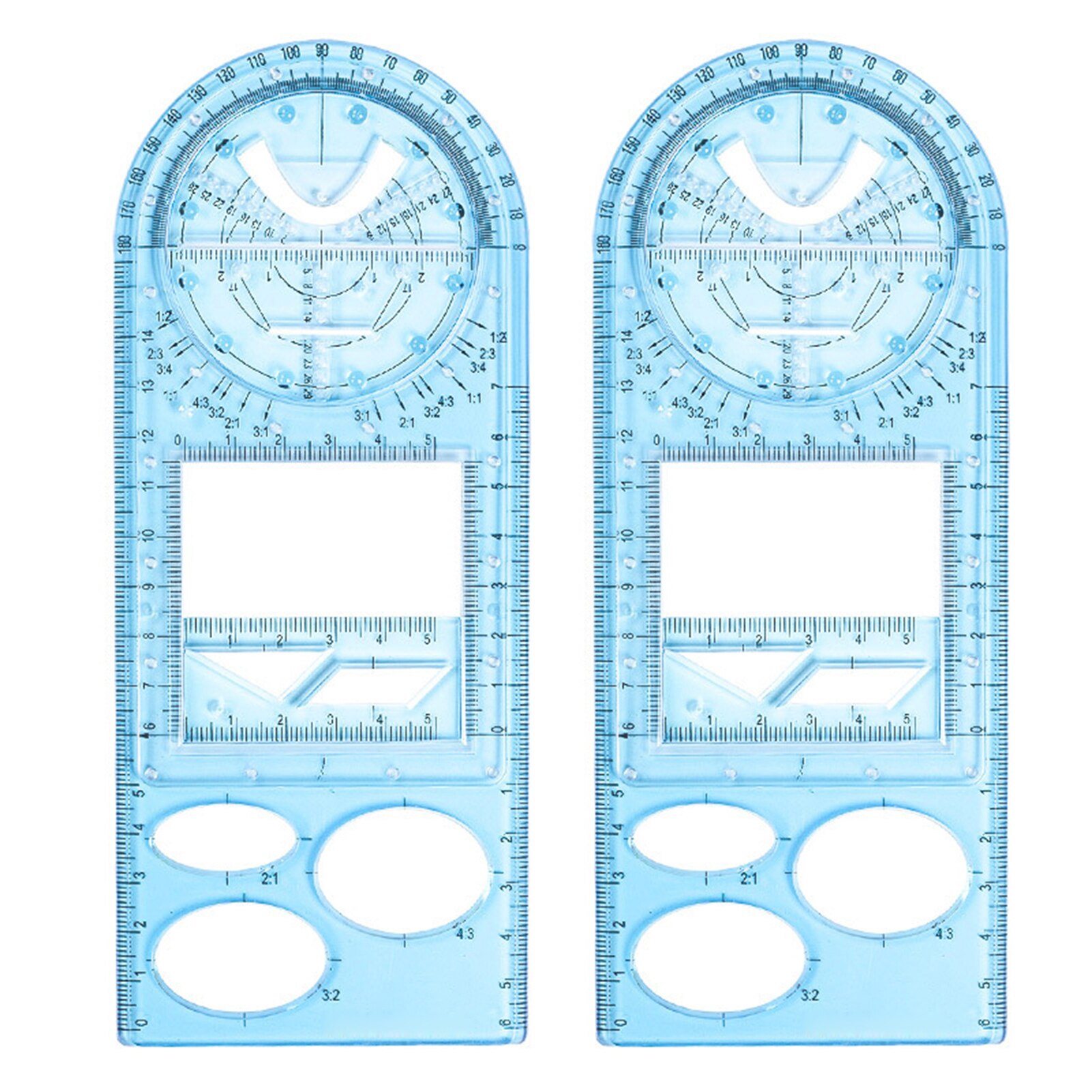 1pc Geometric Ruler Drawing Template Art Construction Architect Stereo Geometry Circle Drafting Measuring Scale Ruler: J