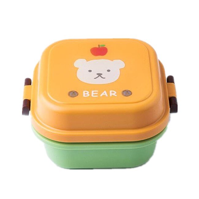 Søt sunn plast dobbel lag matboks tegneserie barn bento bokser matbeholder barn matboks bpa gratis: 540ml oransje