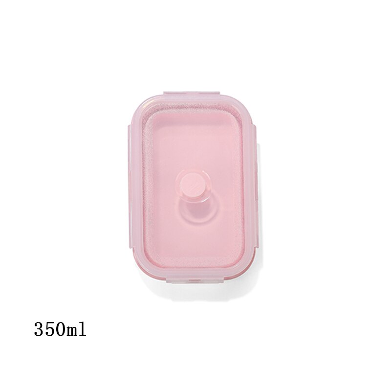 Silicone Inklapbare Lunchbox Voedsel Opslag Container Bento Microwavable Draagbare Picknick Outdoor Camping Lunchbox: 350ml pink