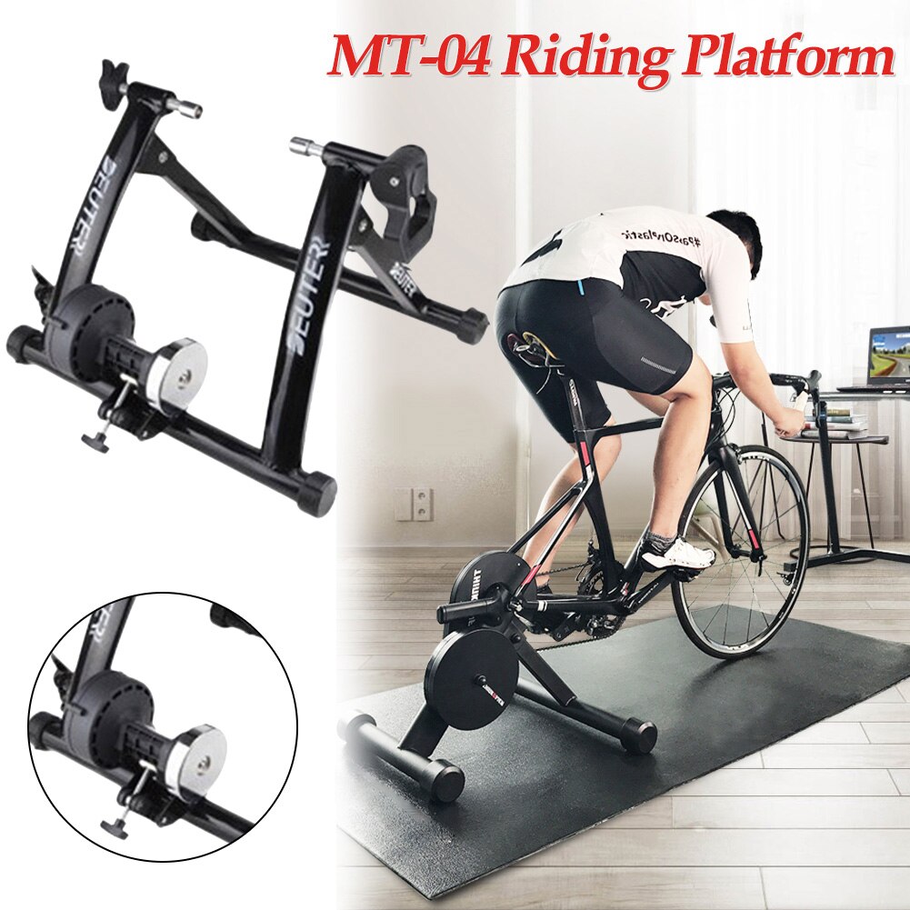 Foldable Bicycle Training Platfor 6 Levels Resistance Adjustable Cycling Trainer Roller Road Fitness Station For Indoor Exercise