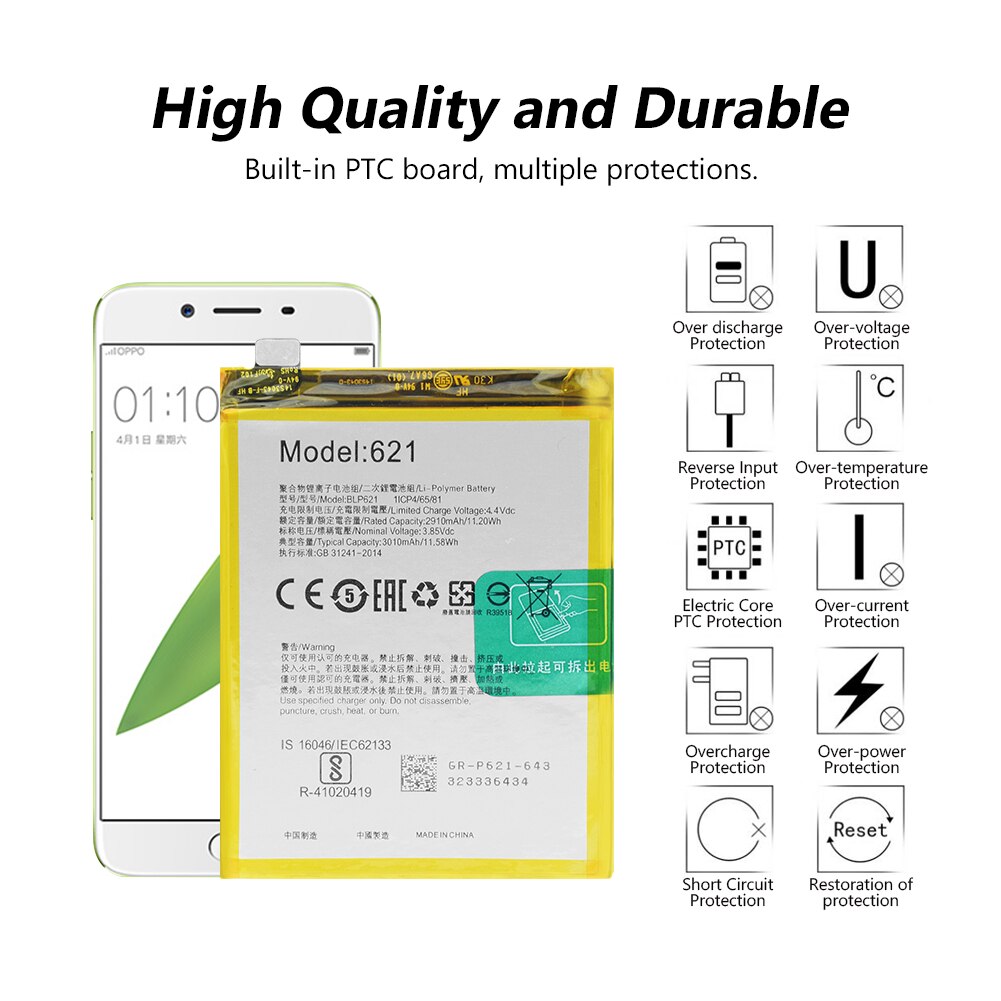 BLP621 3010mAh Phone Battery + Opening Tools Set For OPPO R9 Plus(R9+) 3.8V Lithium Li-ion Batteries BLP 621 Cellphone Bateria