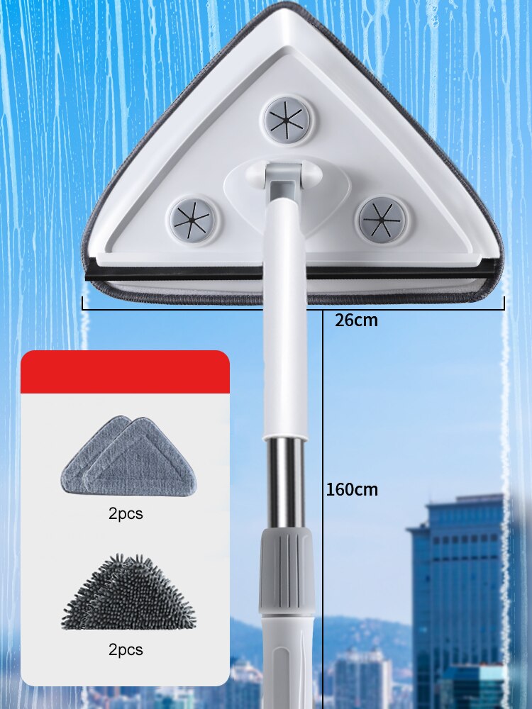 Joybos Telescopic High-rise Window Cleaner 360°Rotating Adjustable Home Window Wiper Glass Cleaning Brush Tool Household Tool: White Set3